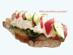 bread, cheese, arugula and veggies kopia
