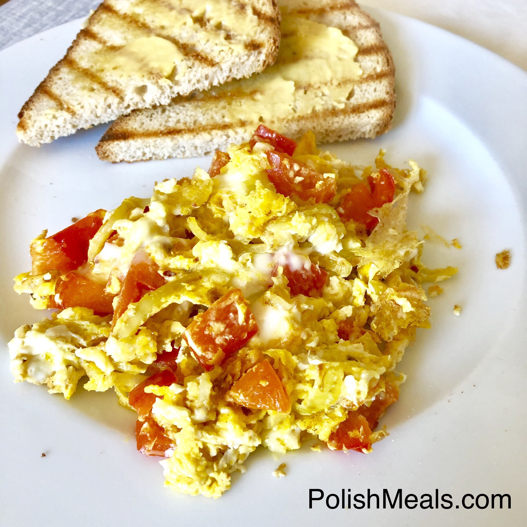 Polish Breakfast Scrambled Eggs with Onion and Bell Pepper Polish Meals & Cooking